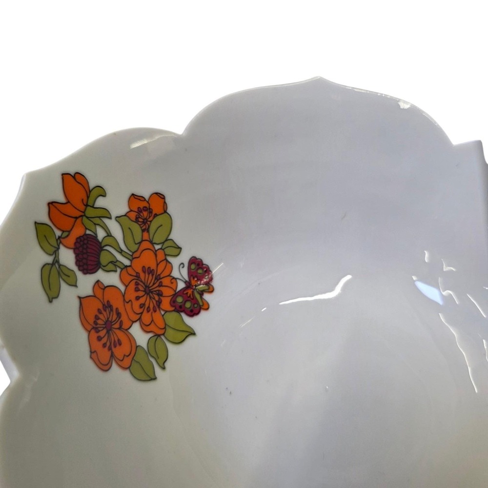 Vtg Lotus Chip and Dip Vintage Ceramic Set Floral 1970's Flowers Butterfly - Picture 6 of 12